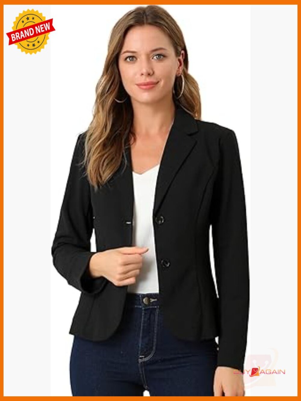 Womens Work Blazer Stretch Lapel Collar Long Sleeve Jacket Suit Blazer